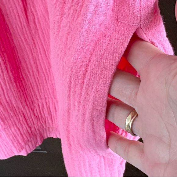 EUC J. Crew Gauze Popover Dress Pink Size Large - Picture 8 of 10